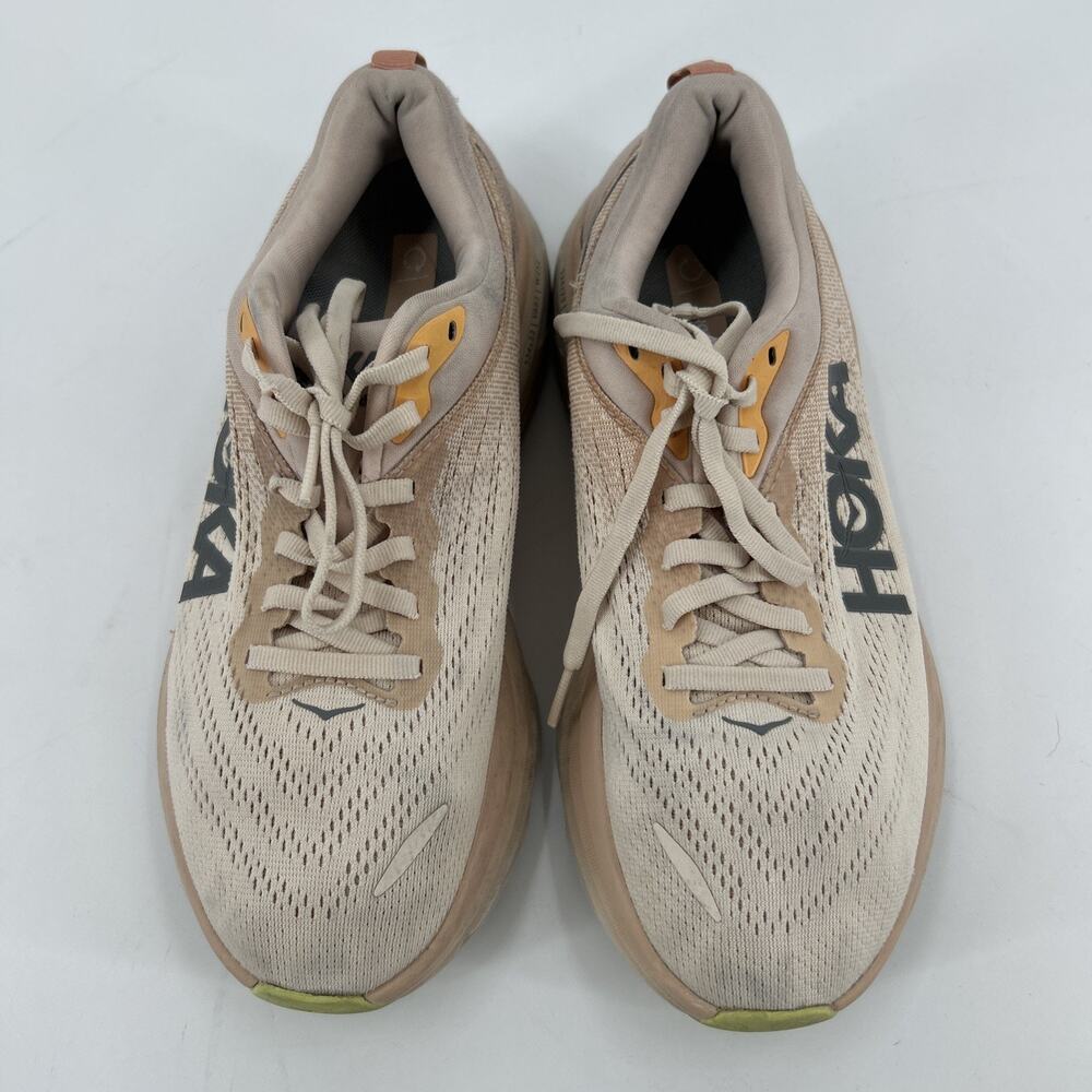 Hoka One One Bondi 8 Sneaker Womens Size 7.5B Cream Vanilla Used - Picture 2 of 9